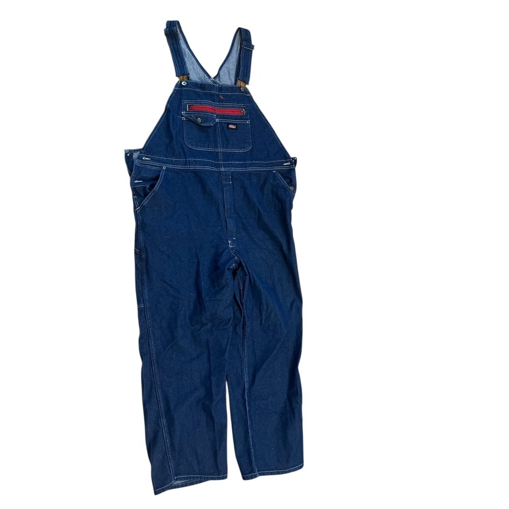 Dickies Denim Carpenter Overalls‎ XL Red Zip Pocket Workwear Vintage Utility